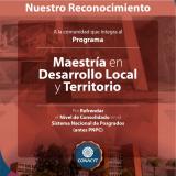 Reconocimiento al Programa de la Maestría en Desarrollo Local y Territorio